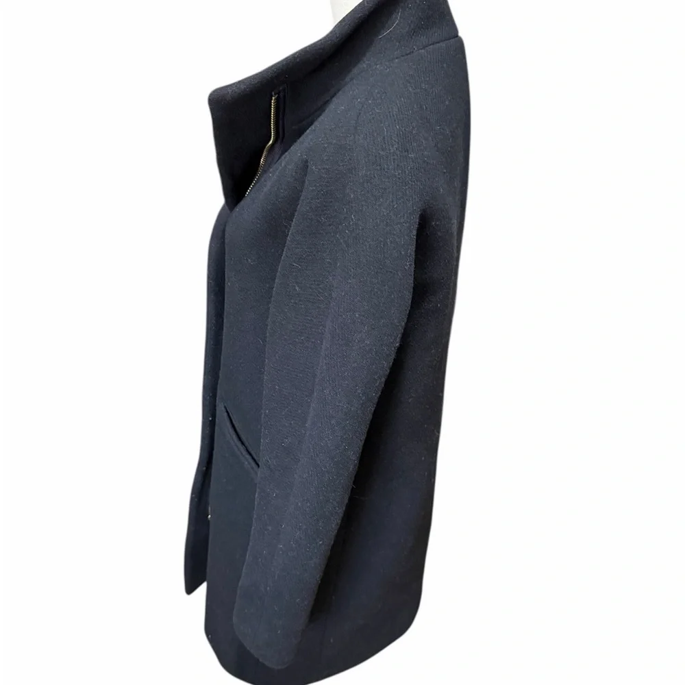 J. Crew Toscana Italian Wool Blend Asymetrical Zip Front Coat Size 00 - Picture 5 of 11